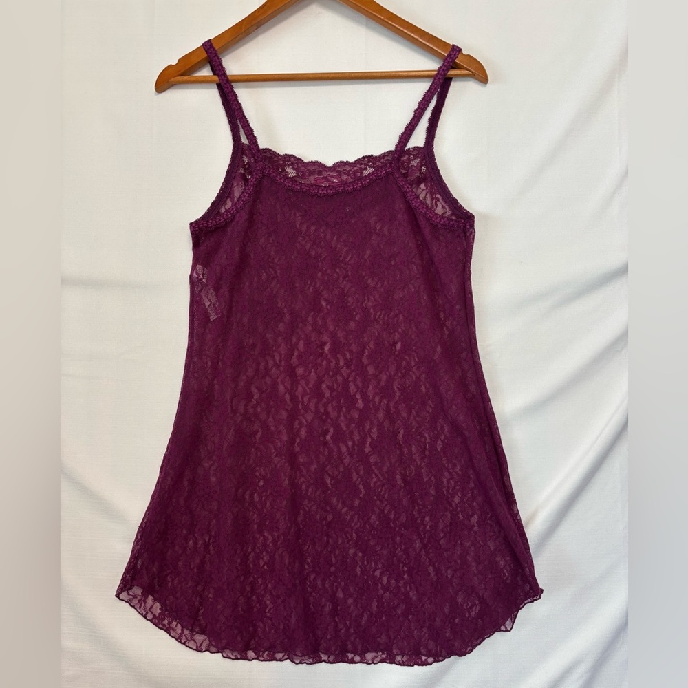 HANKY PANKY Burgundy Lace Chemise Size Medium - Picture 2 of 7